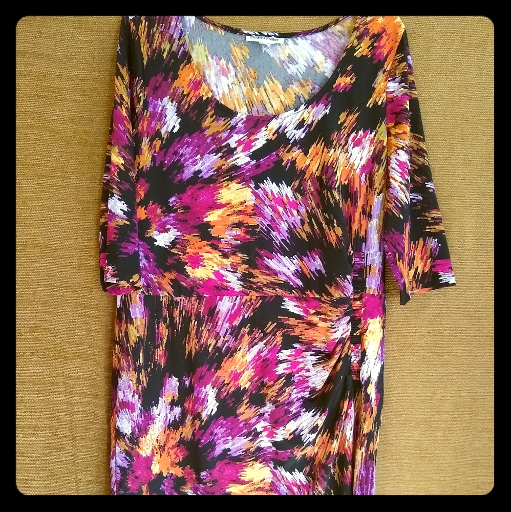 Multi-colored Gathered-waist Dress
